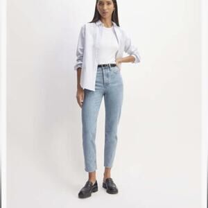 Everlane 90’s cheeky rigid straight raw hem vintage wash jeans sz 32